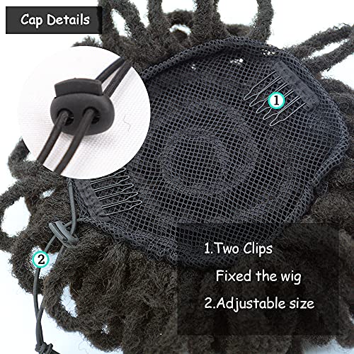 Yinmei Baibian Blue Dreadlock Bun Faux Locs Drawstring Ponytail Dread Loc Petal Buns Curly Afro Puffs Braided Hair Extension Clip in on Braids Hairpieces for Girl(Blue)