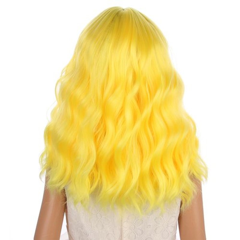 PATTNIUM Yellow Wig Kids Child Wig Short Wavy Curly Yellow Wig with Bangs for Kids Yellow Wig Synthetic Girls Wig Cosplay Halloween Party Costume Wig