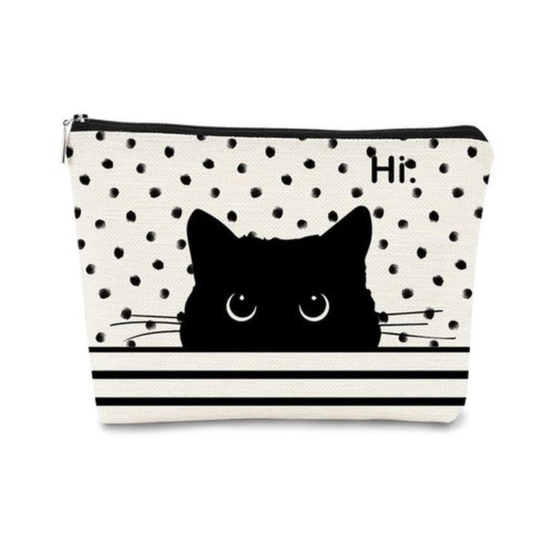 BARPERY Cat Makeup Bag,Cat Gifts，Black Cat Purse,Gifts For Cat Lovers,Small Cute Makeup Bag Cosmetic Bag For Women Teen Girls,Birthday Gift,Cat Owners Gifts,Cat Lady Gifts For Women(Polka Dot)