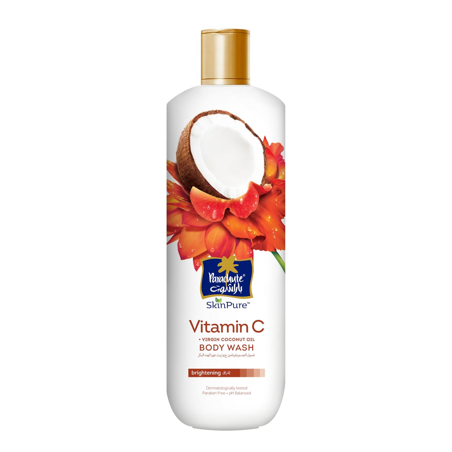 Parachute SKIN PURE BODY WASH HYALURON, Virgin Coconut Oil, Best of Science and Nature, Hydrating Body Wash, Dermatologically Tested, Paraben Free, pH Balanced | 13.52 Floz (Vitamin C)