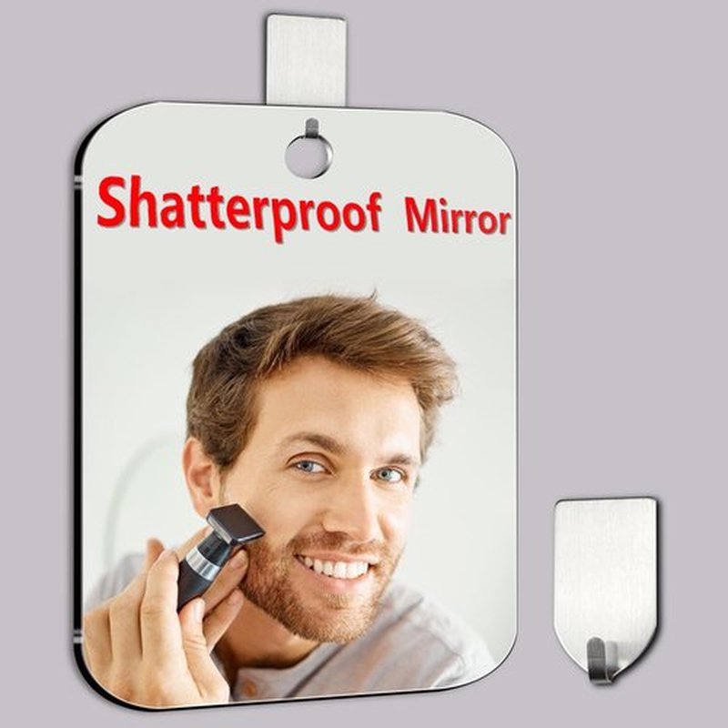 Shower Mirror for Shaving, Larger 11 x 8 Inch Mirror for Wall Hanging Kids Safety, Frameless Portable Travel Camping Mirrors, Unbreakable Handheld Locker Mirror, Shave Mirror, Makeup Plastic, Bathroom