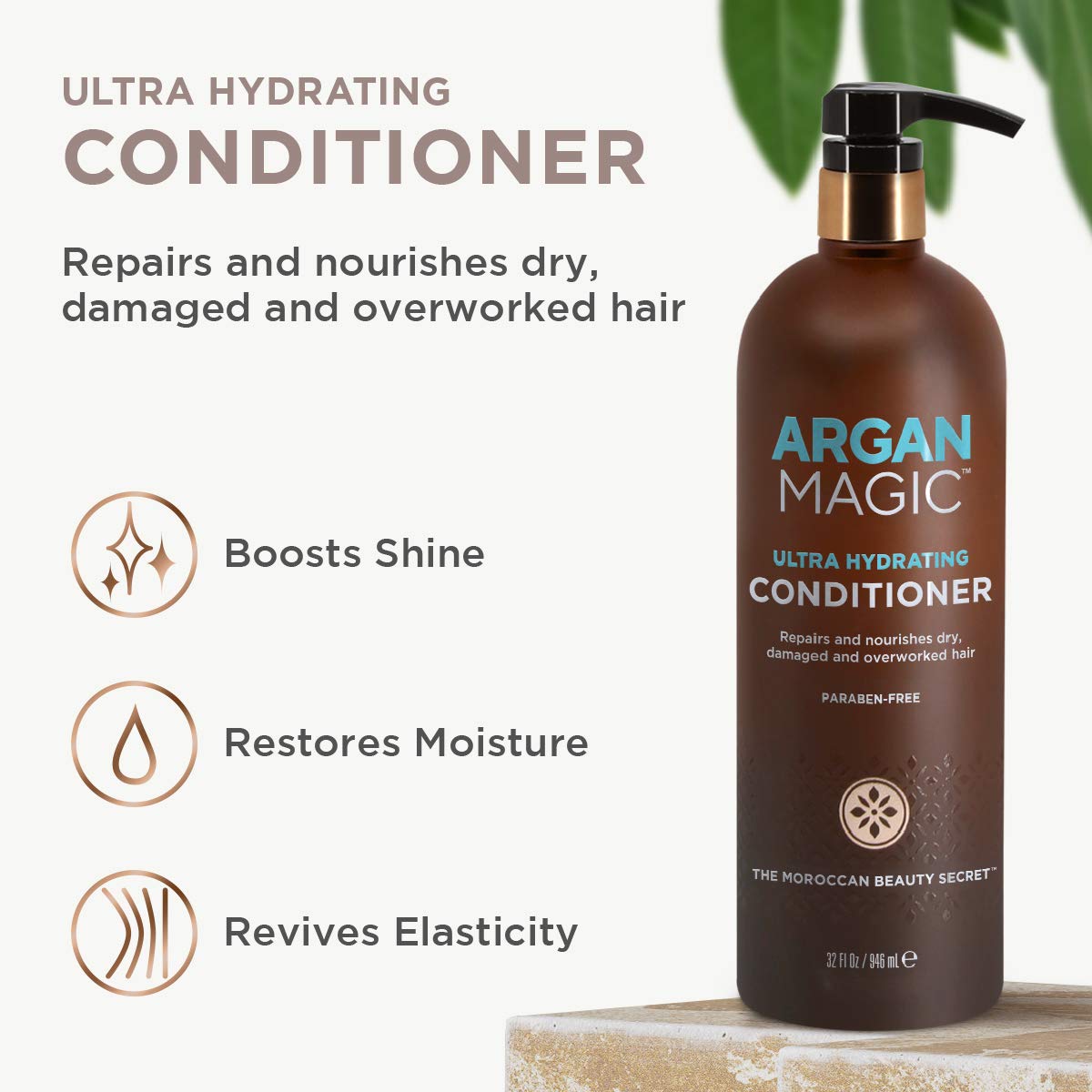 Argan Magic Ultra Hydrating Conditioner | Repairs and Protects Hair | Improves Hair Health | Safe for Color and Chemically Treated Hair | Made in USA, Paraben Free (32 oz)