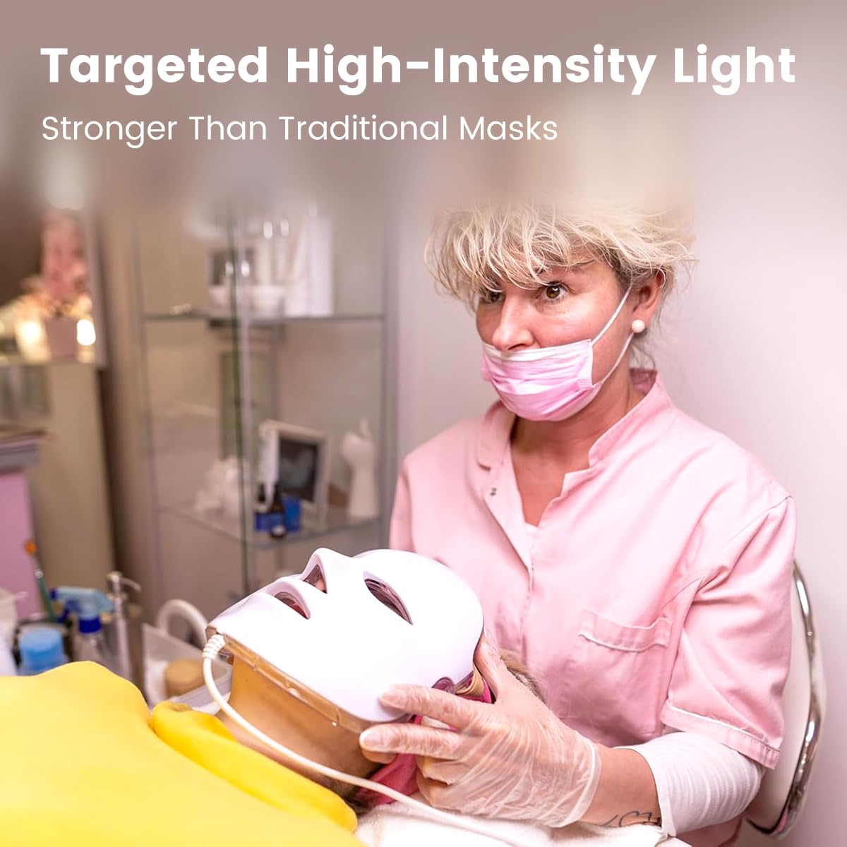 Aphrona® | FDA cleared Moonlight LED Facial Mask Skin Care Mask, LED Light Therapy for face, Red light Blue light for Acne Removal Wrinkle Reduction，450 Powerful LED Chips