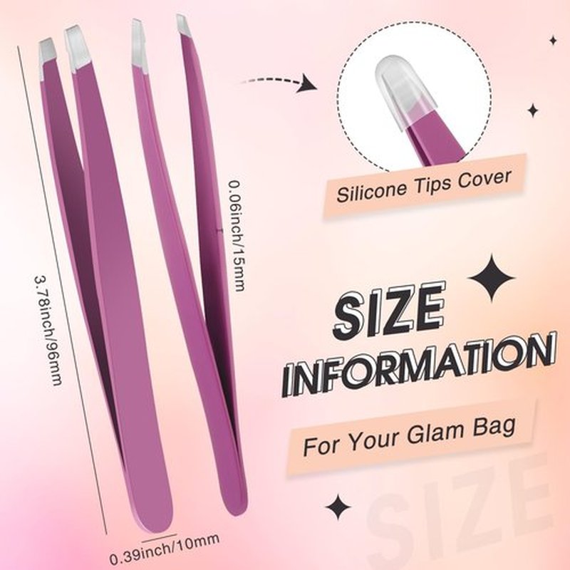 12 Pieces Eyebrow Tweezers Stainless Steel Slant Tip Tweezers Facial Hair Eyebrow Precision Tweezers for Men and Women (Multicolor)