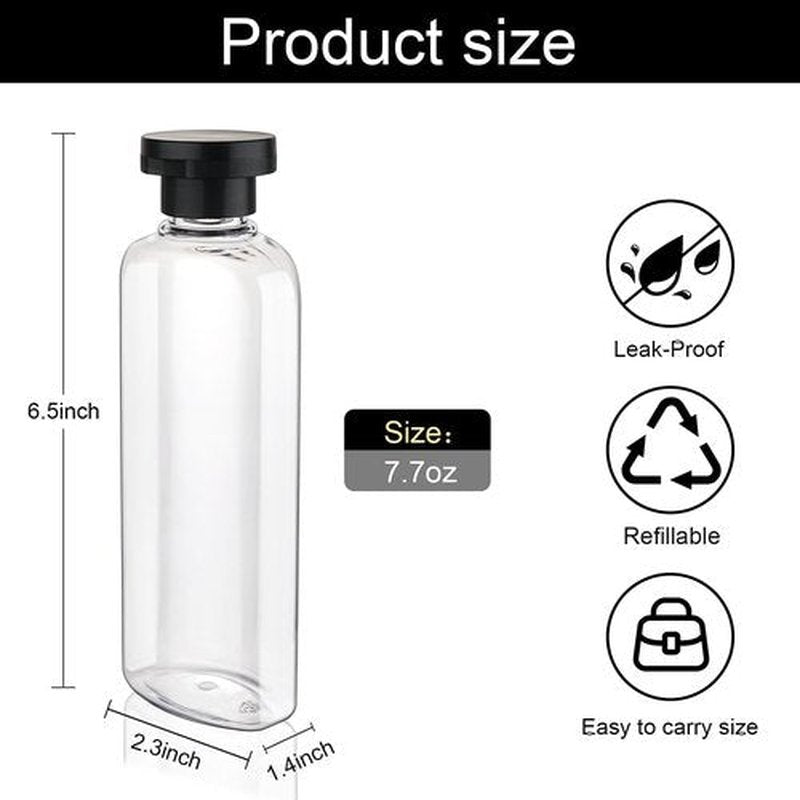 Wowang Travel Shampoo Bottles 7.7oz 5 Pack Leak Proof Squeeze Bottles with Flip Cap Refillable Containers Plastic Travel Bottles for Toiletries for Lotion Shampoo Conditioner