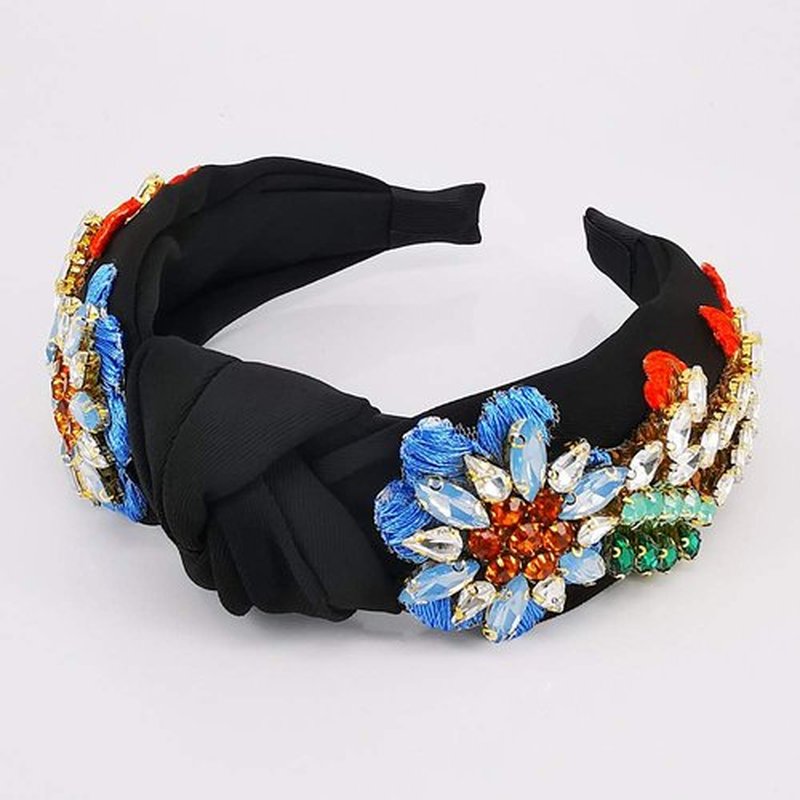 QTMY Rhinestone Crystal Headbands for Women,Hair Hoop Accessories Headwear Jewelry,522 (Black)