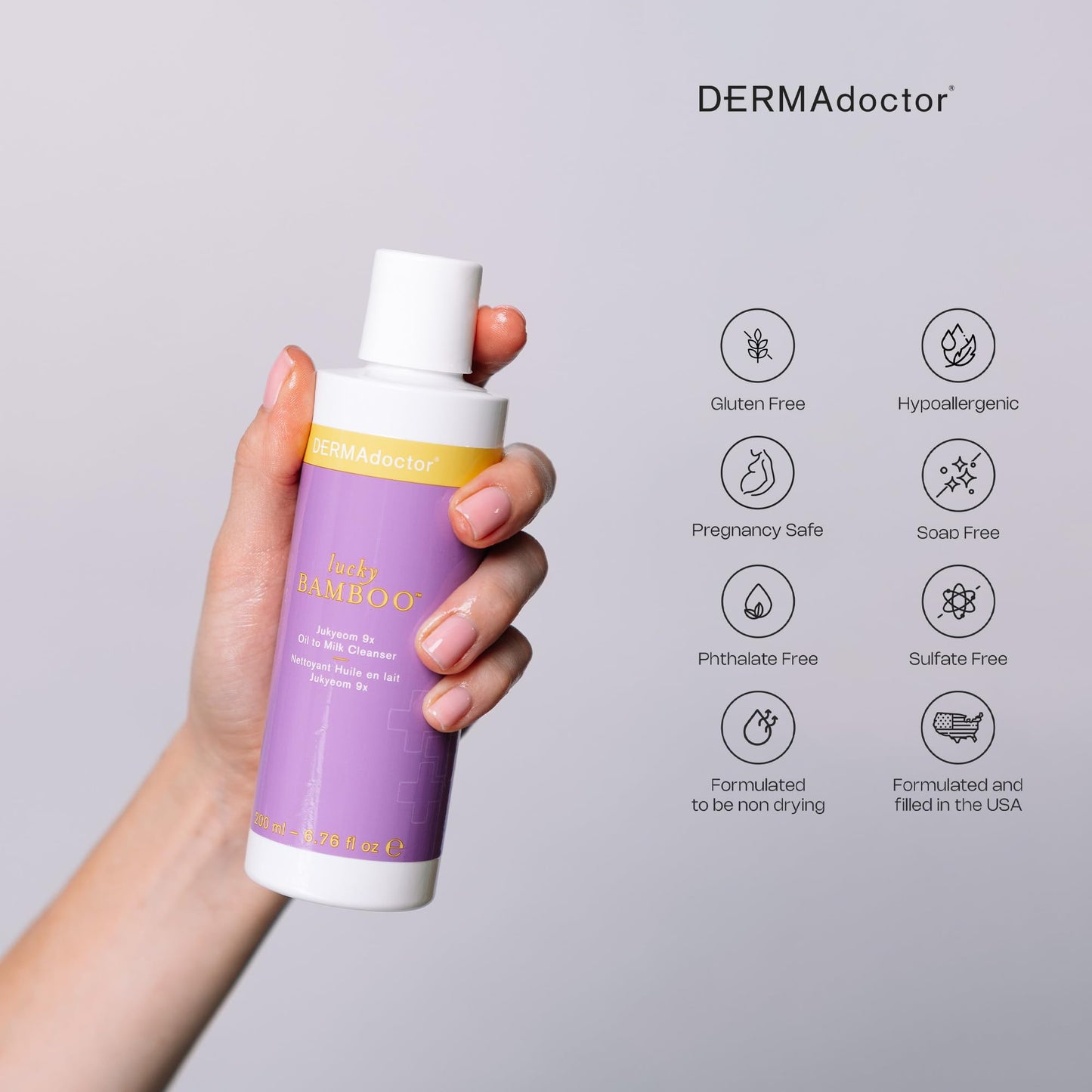 DERMAdoctor Gentle Face Wash for Sensitive Skin, Face Wash for Rosacea Sensitive Skin, Pregnancy Safe Facewash for Acne Prone Skins, Hypoallergenic, Non Comedogenic Facial Cleanser, Dermatologist Made