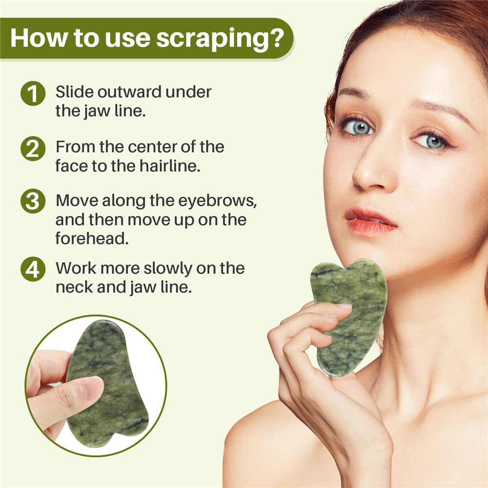 shenghang Emerald Facial Roller Massager Anti-Wrinkle and Relieve Edema Facial ridged Roller Natural Xiuyan Jade rejuvenates the Skin (Green)