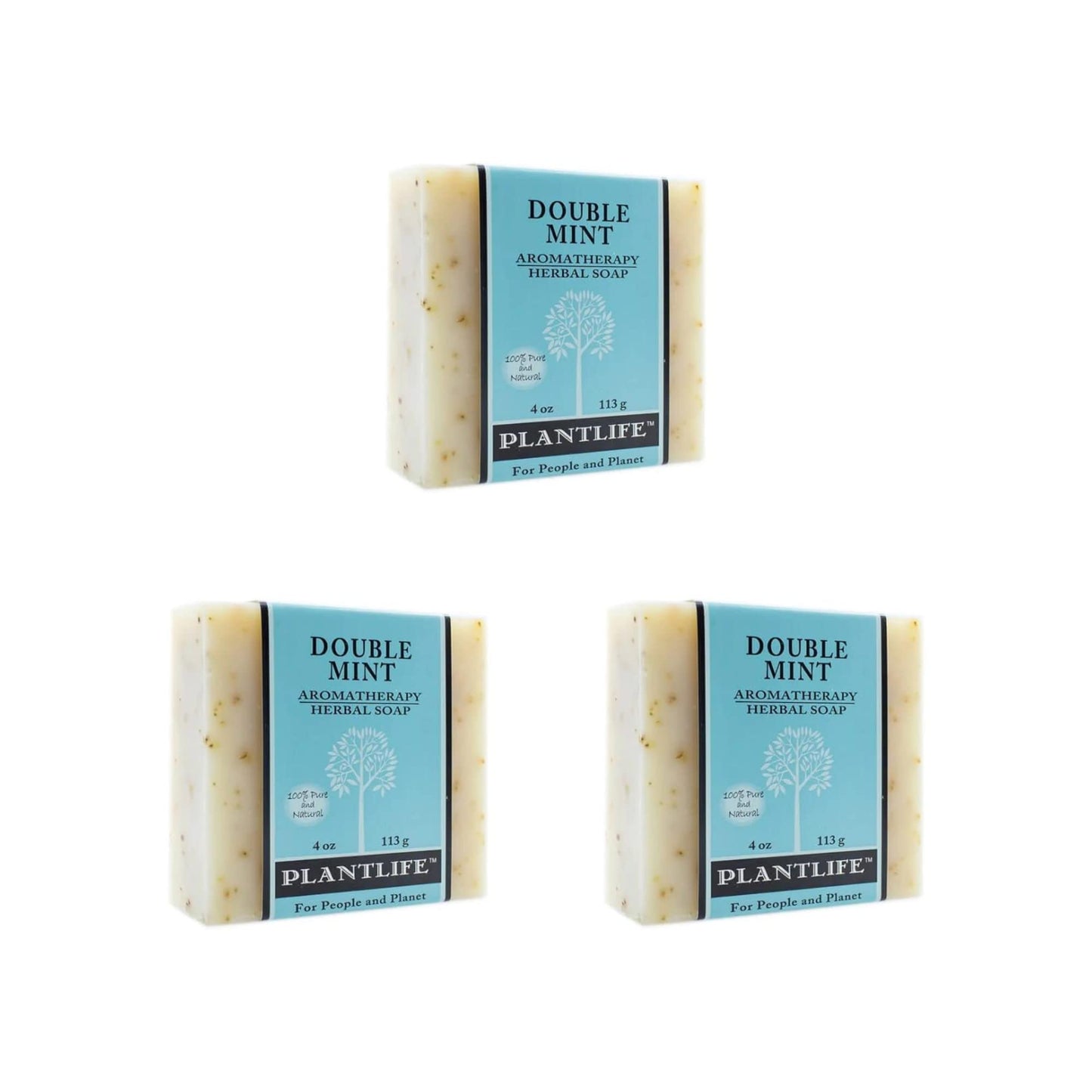 Plantlife Double Mint 3-Pack Bar Soap - Moisturizing and Soothing Soap for Your Skin - Hand Crafted Using Plant-Based Ingredients - Made in California 4oz Bar