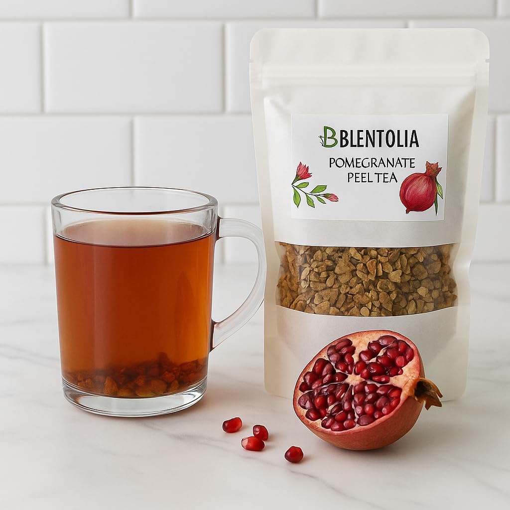 Blentolia Pomegranate Peel Tea 100% Natural Dried Pomegranate Rind Antioxidant-Rich Herbal Tea Loose Leaf, 180g Resealable Pouch