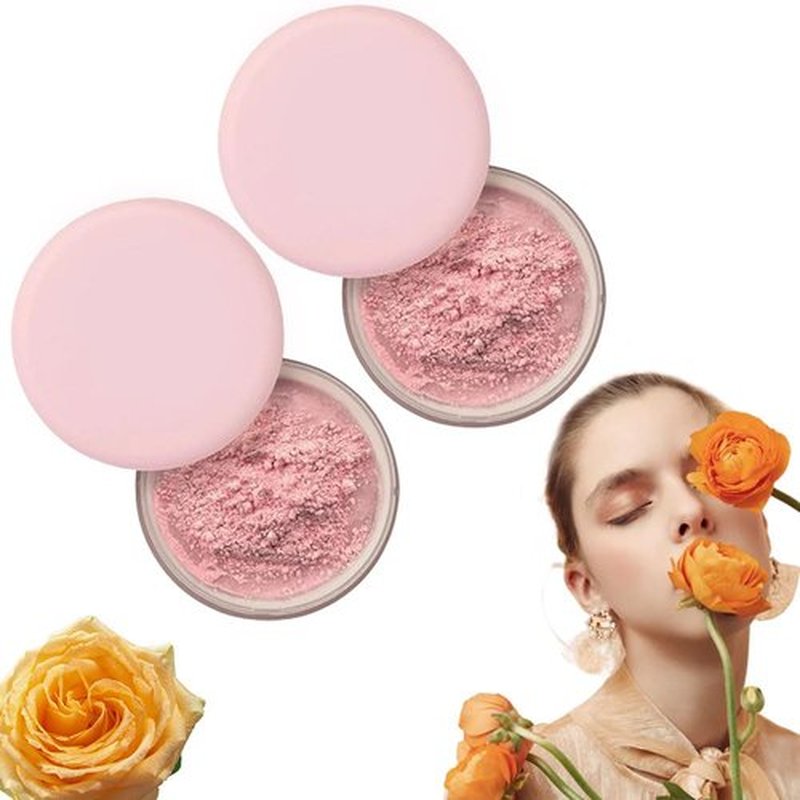 Beauty Setting Powder Beauty Blurring Powder, Setting Powder Pink Powder Loose Setting,Ultimate Blurring Setting Powder, Smooth Pro Blurring Setting Powder for All Skin Tones (Pink, 2)