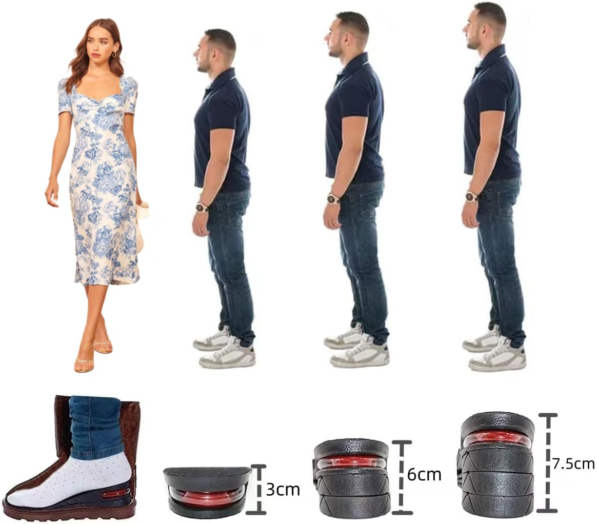 Height Increase Insoles 4-Layer Air up Shoe Lifts Elevator Shoes Insole 2.95inches(7.5 cm) Heels Lift Inserts for Men and Women