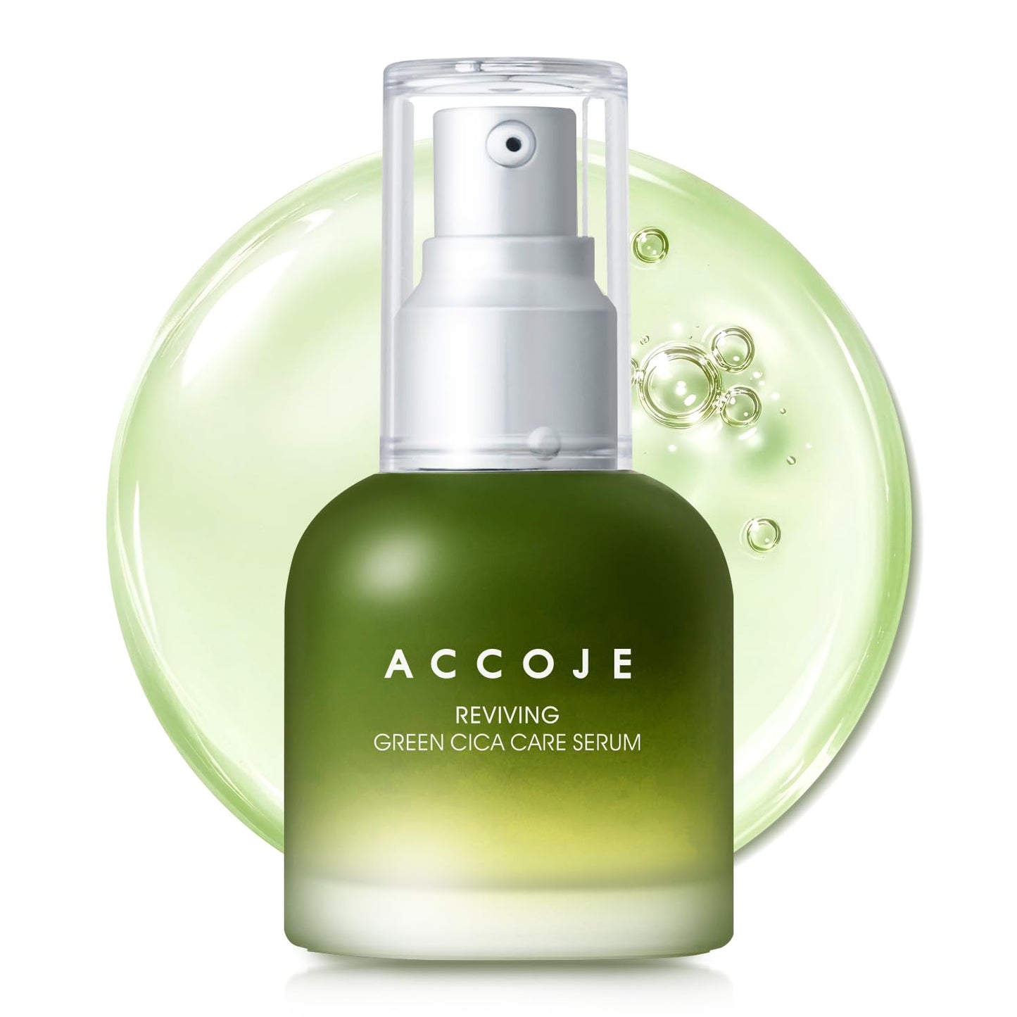 ACCOJE Reviving Green Cica Care Serum with Centella Asiatica, Hydrating & Calming Facial Serum, Jeju Botanical Korean Skin Care, Radiant and Healthy-Looking Skin (1.69 fl. oz)