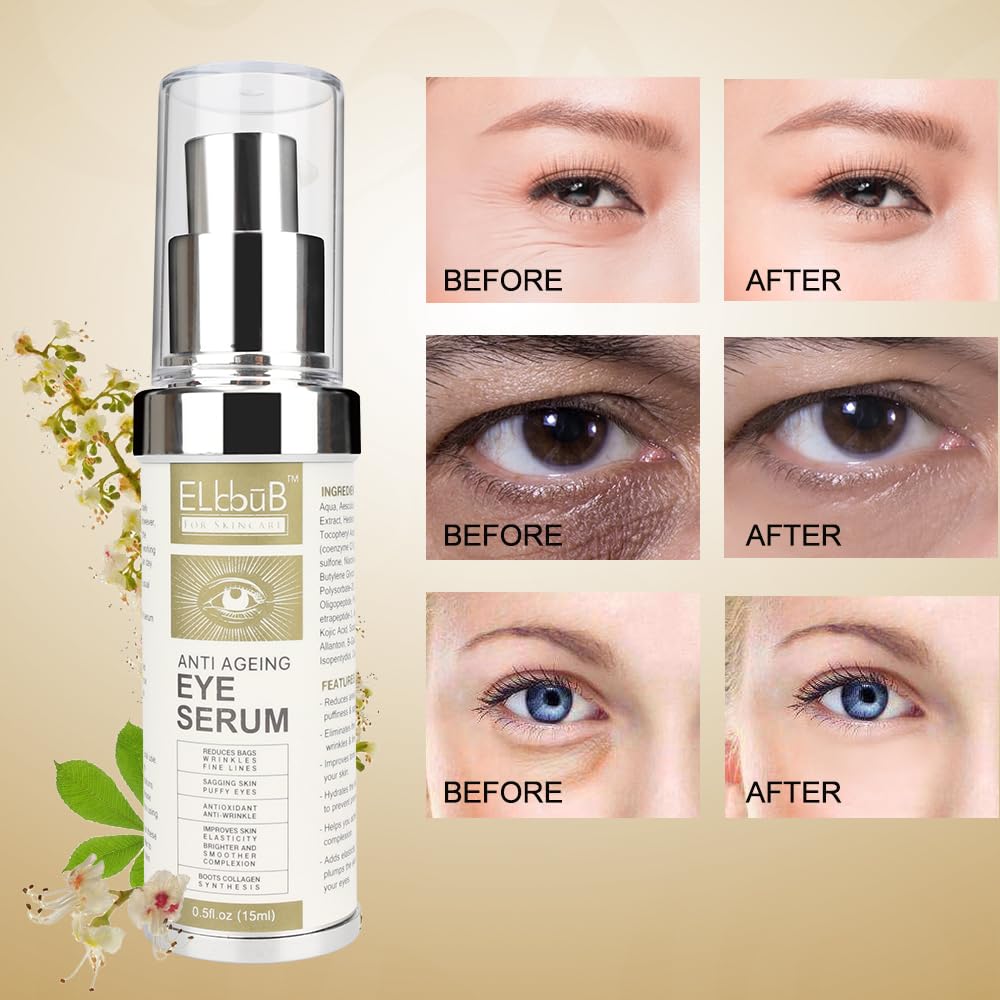Anti Ageing Eye Cream - Anti Wrinkle Eye Serum for Puffy Eyes, Dark Circles, Eye Bags, Crows Feet, Wrinkles,Reduces Wrinkles Saggy Skin Puffy Eyes