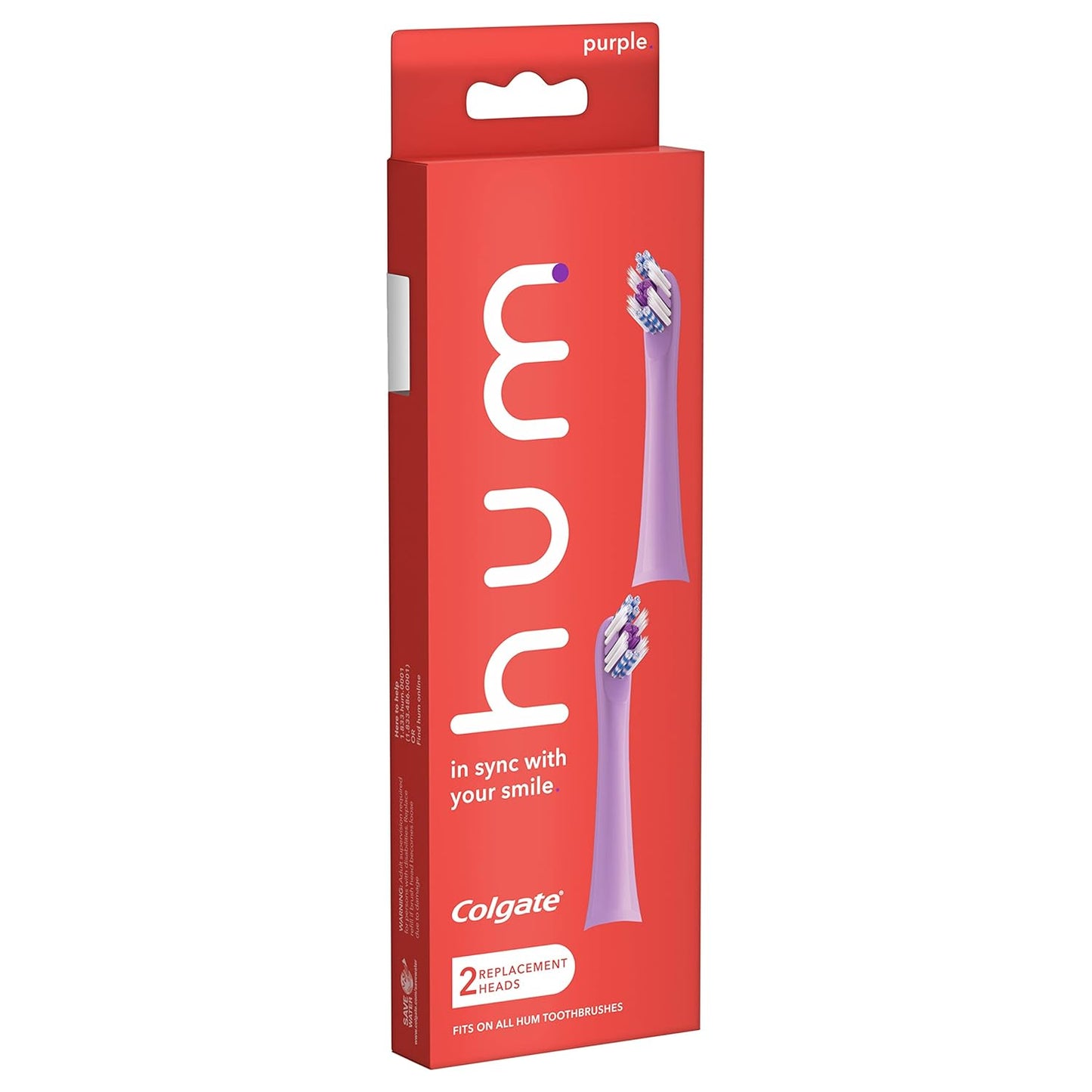 Colgate Hum Connected Smart Battery Toothbrush Refill Head, Blue, 2 Pack