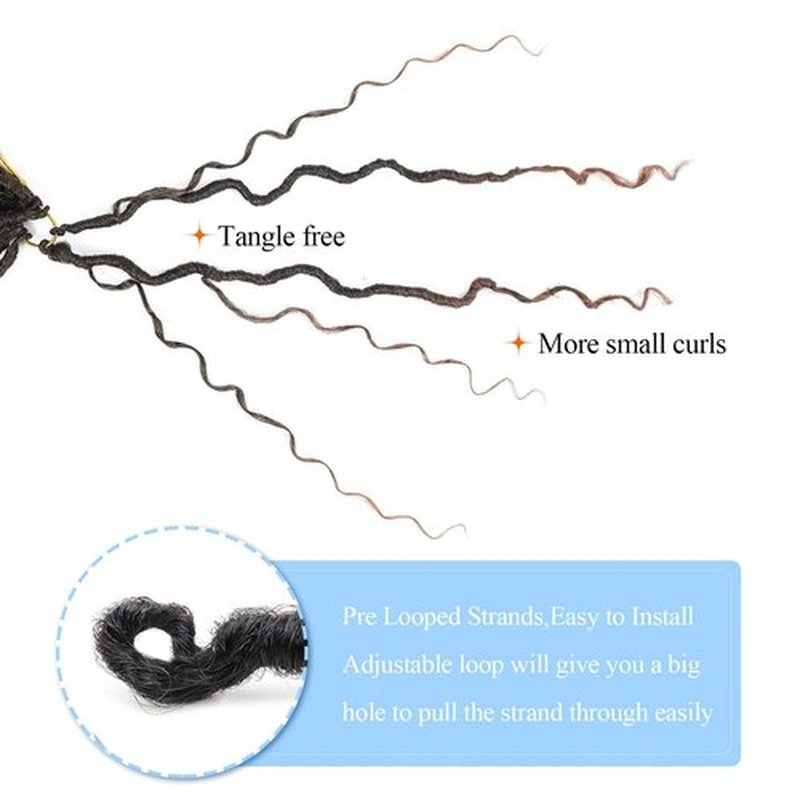 Goddess Locs Crochet Hair For Black Women 14 Inch 8 Packs Faux Locs Crochet Hair Crochet Locs Crochet Hair Pre Looped Soft Locs Crochet Hair River Locs With Curly Ends(1B/30#)