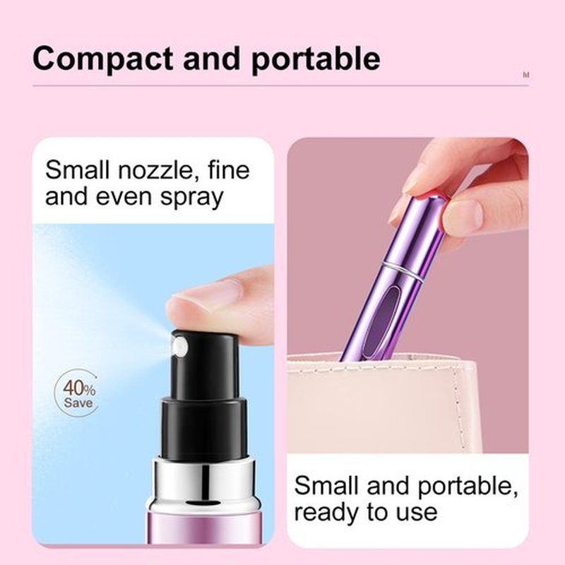 Portable Mini Refillable Perfume Atomizer Bottle Refillable Spray, Atomizer Perfume Bottle, Scent Pump Case, Perfume Atomizer Refillable Travel (5ml, 5 Pack) (Purple, Blue, Breen, Rose Red, Silver)