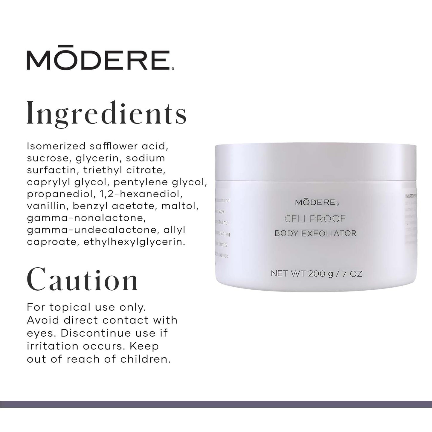 Modere CellProof Body Exfoliator - Gentle Sugar Body Scrub Supporting Smooth Texture, Soft Skin, and Moisture Barrier Care - 200 g