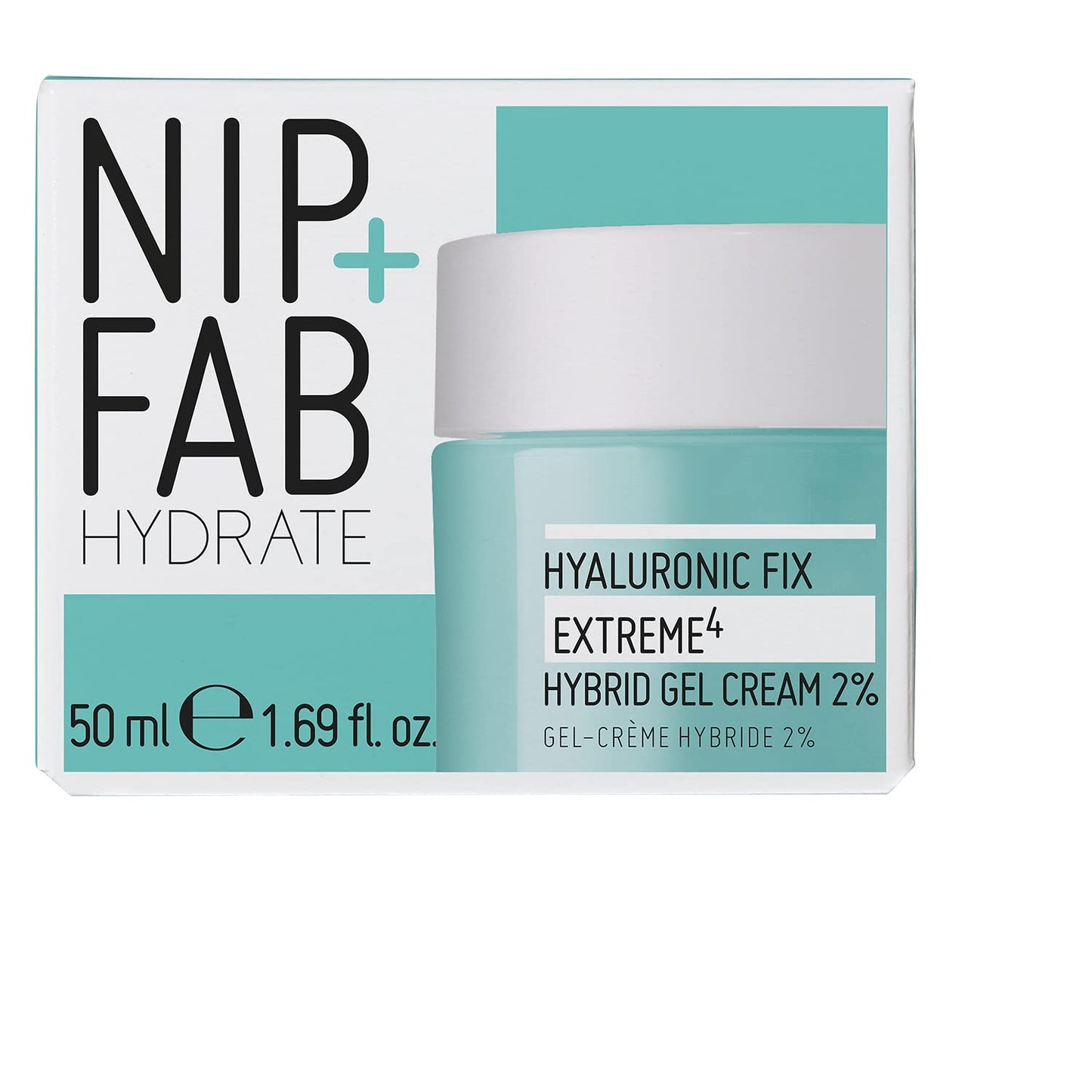 Nip + Fab 2% Hyaluronic Acid Gel Cream for Face Anti-Aging Hydrating Moisturizer for Fine Lines and Wrinkles, Skin-Plumping Skin Care, Smoothing, Moisturizing, Multicolor, 50ML
