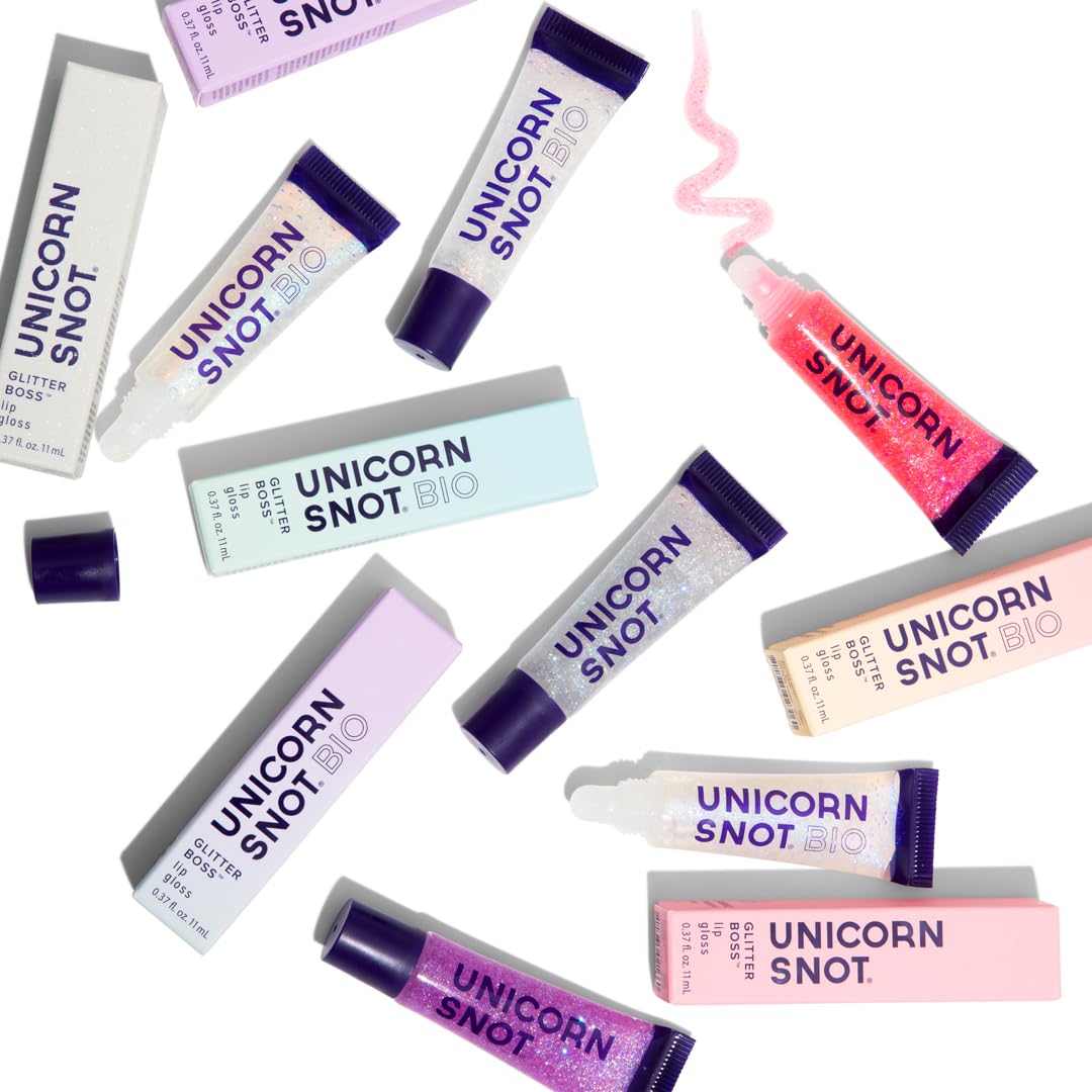 UNICORN SNOT Plant-Based Glitter Lip Gloss Gift Set | Sparkly and Shimmer Glitter Lips for Festivals, Raves, Anime Cosplay, Halloween Costume Makeup | Vegan & Cruelty Free 0.37 fl oz (3-Pack)