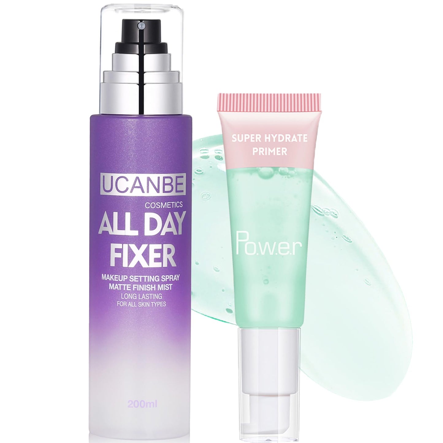 UCANBE Matte Setting Spray & Primer Gel Duo – Long-Lasting Makeup Set for Oily Skin, Shine Control, Pore Blurring, Oil-Free Hydrating Face Primer & Makeup Finishing Mist for All-Day Wear, 7.5 Fl oz