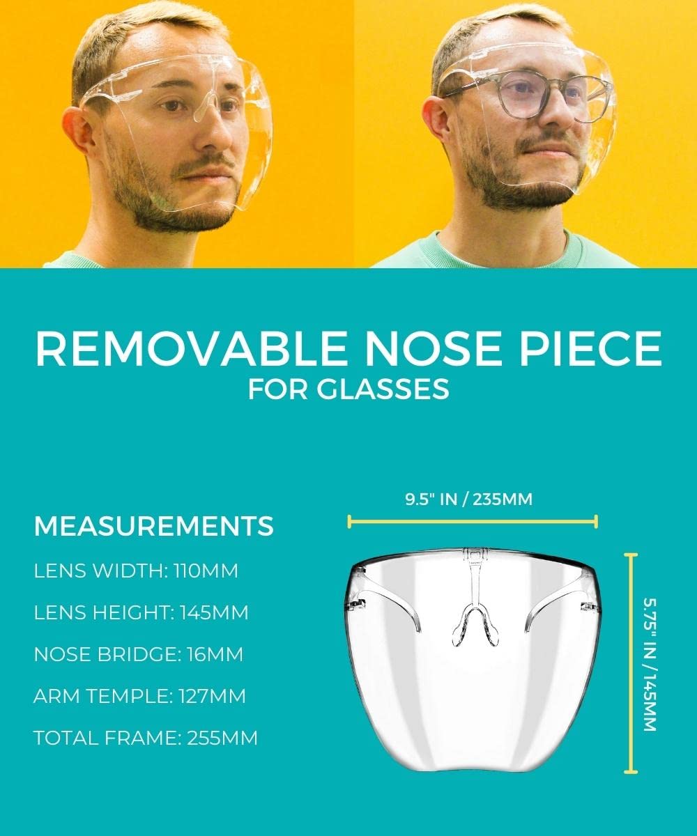 zeroUV - Protective Face Shield Full Cover Visor Glasses/Sunglasses (Anti-Fog/Blue Light Filter) (Dark Orange)