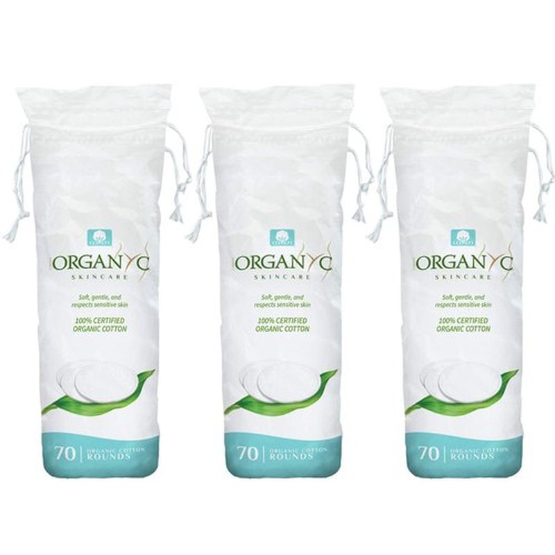 Organyc 100% Organic Cotton Rounds - Biodegradable Cotton, Chemical Free, For Sensitive Skin (210count) - Daily Cosmetics Beauty and Personal Care