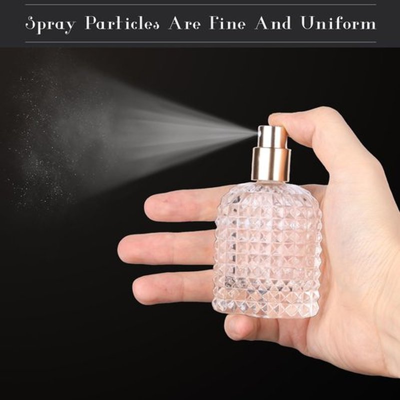 Gsteng Refillable Spray Perfume Bottles, Clear Thick Glass Empty Perfume Bottle, Gold&Silver Perfume Atomizer,Travel Cologne Sprayer Bottles. (Gold & Silver, 1.7 Ounces)