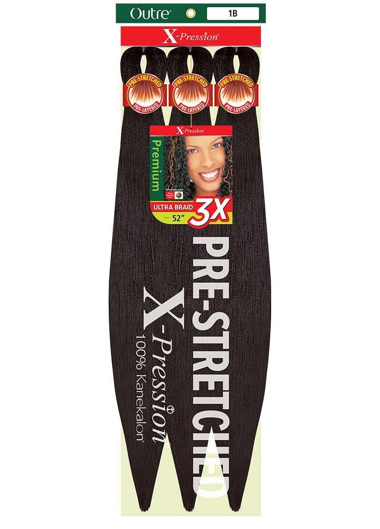 [5 PACK DEAL] Outre X-Pression Braid-Pre Stretched Braid 52" 3X 5 Packs (SILVER GRAY)