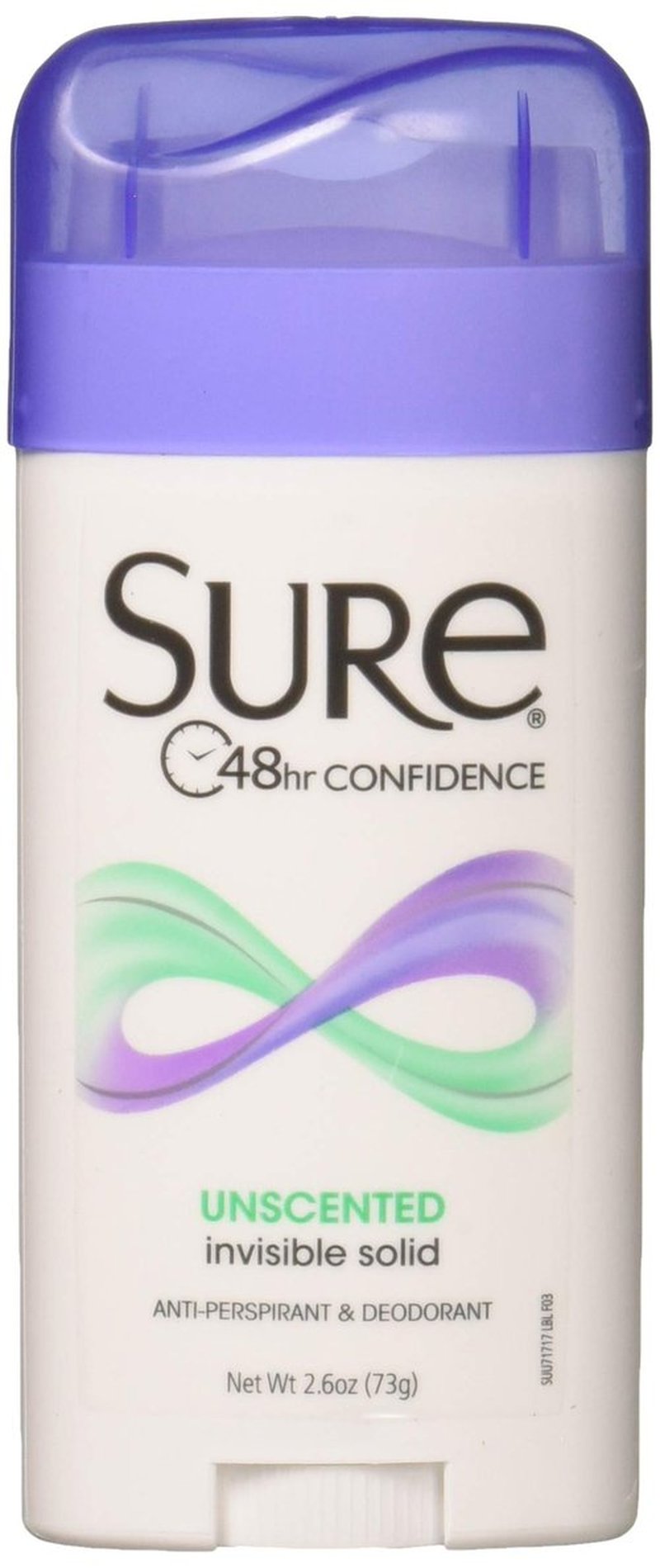 Sure Sure Anti-Perspirant Deodorant Invisible Solid Unscented, Unscented 2.6 oz (Pack of 2)