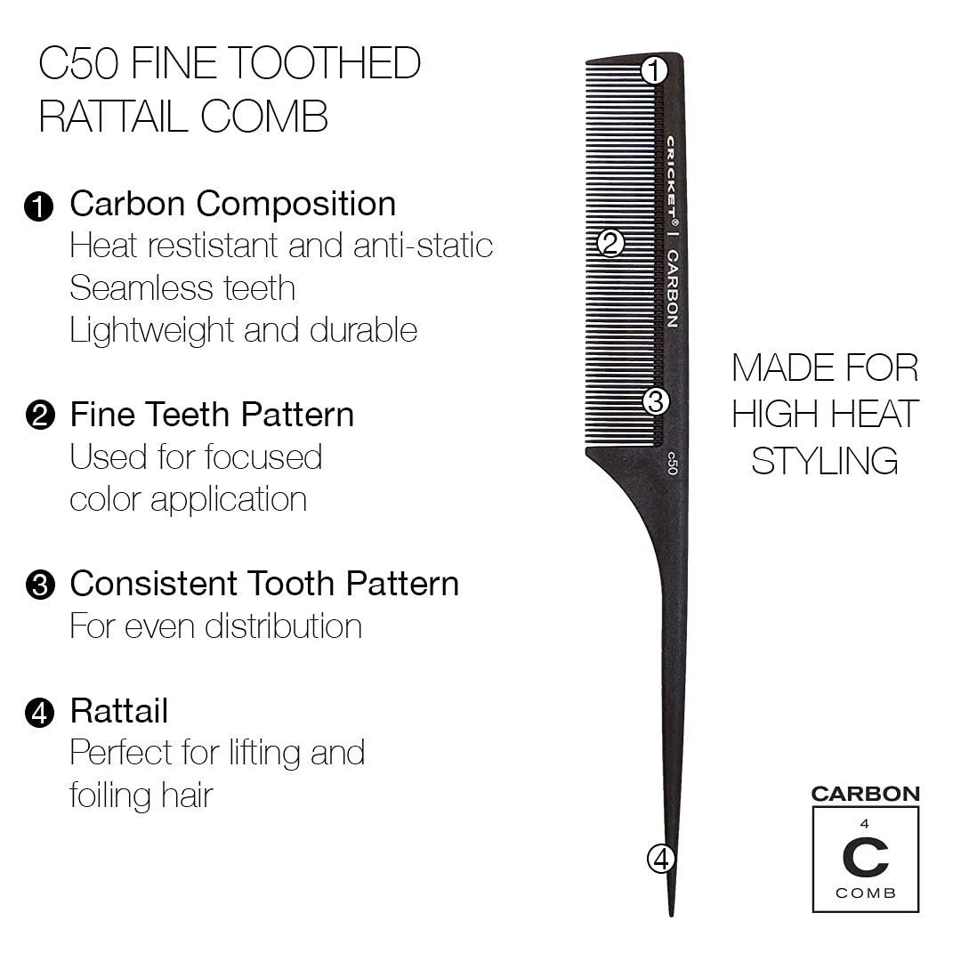 Professional Carbon Comb Set for Hair Styling – Anti-Static, Heat-Resistant, 4-Piece Variety Pack
