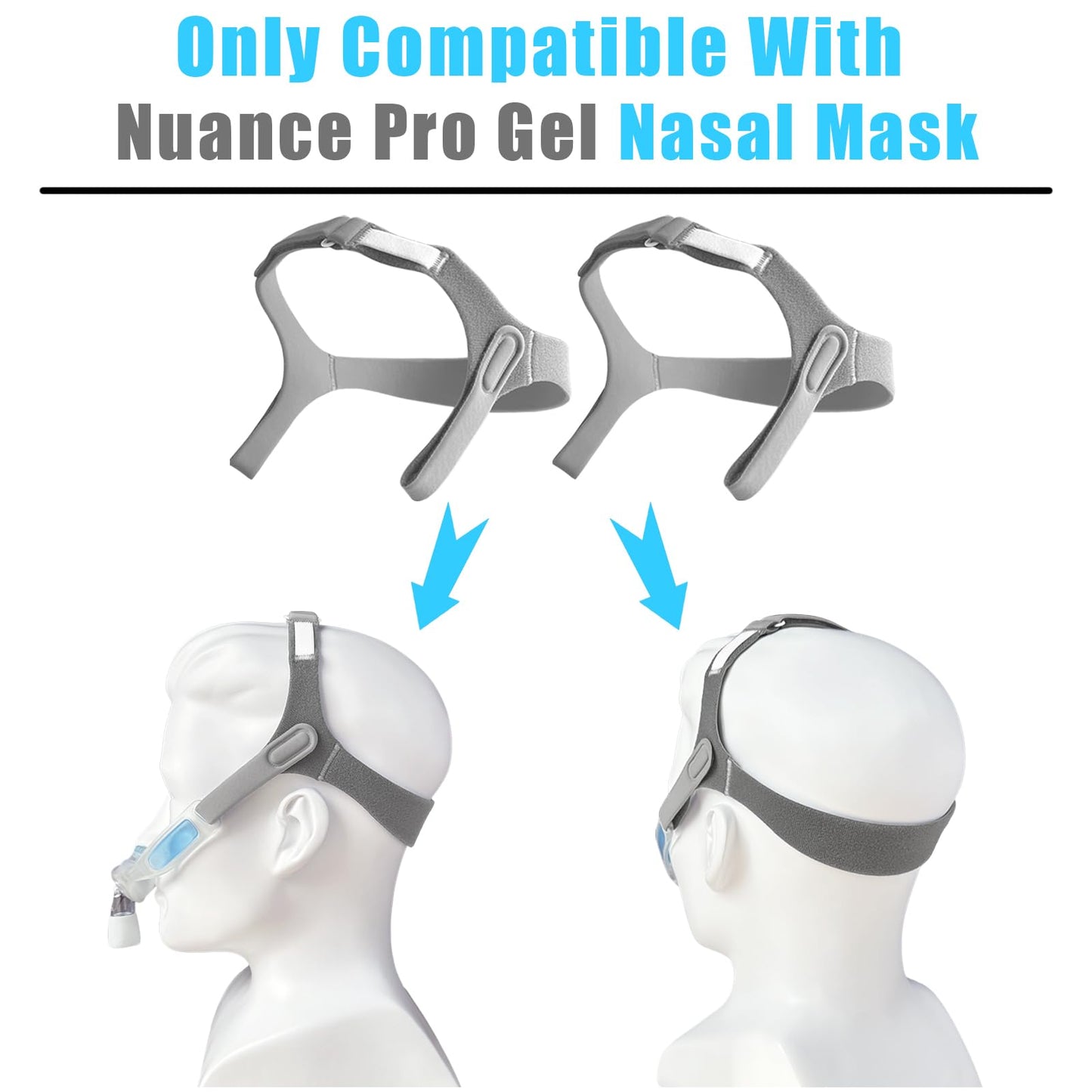 2 Packs Replacement Nuance Pro Headgear CPAP Nasal Pillow Mask Strap