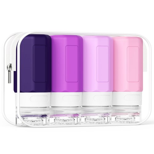 Ruinovate Travel Bottles for Toiletries, 2oz Size TSA Travel Containers for Toiletries Leak Proof Refillable Squeezable Silicone Bottle Travel Essentials for Shampoo Conditioner Lotion