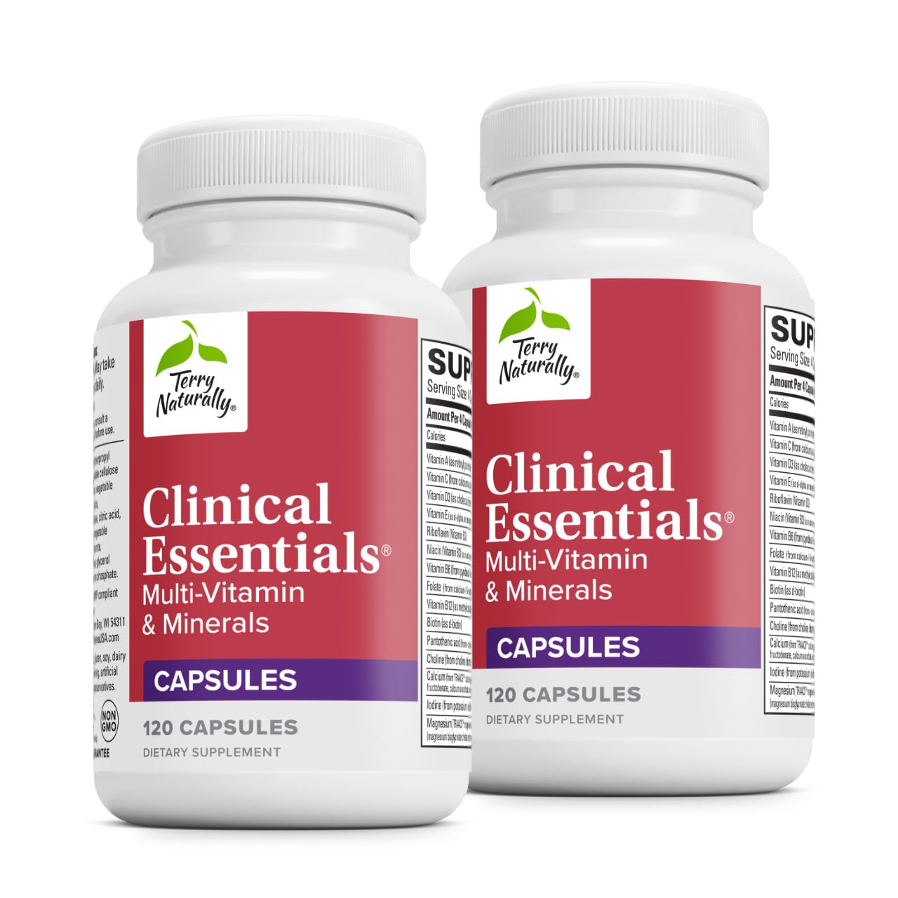 Terry Naturally Clinical Essentials - Supplement to Aid Bone, Cardiovascular & Immune Health - Supplement with Chelated Minerals - Supplement with B-Vitamins & Vitamin C - 120 Capsules (Pack of 2)