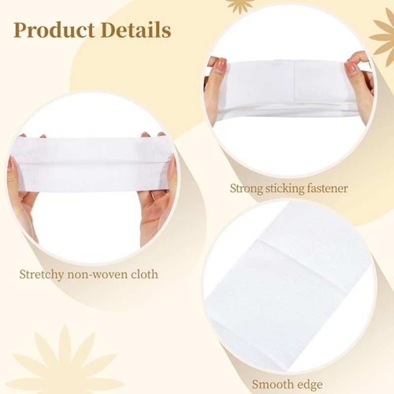 JUSTDOLIFE 50 PCS Disposable Spa Headbands, Elastic Headband Wrap with Adjustable Closure, Stretch Non-Woven Facial Bandeau, Soft Skin Care Essential Headbands with Sticking Fastener