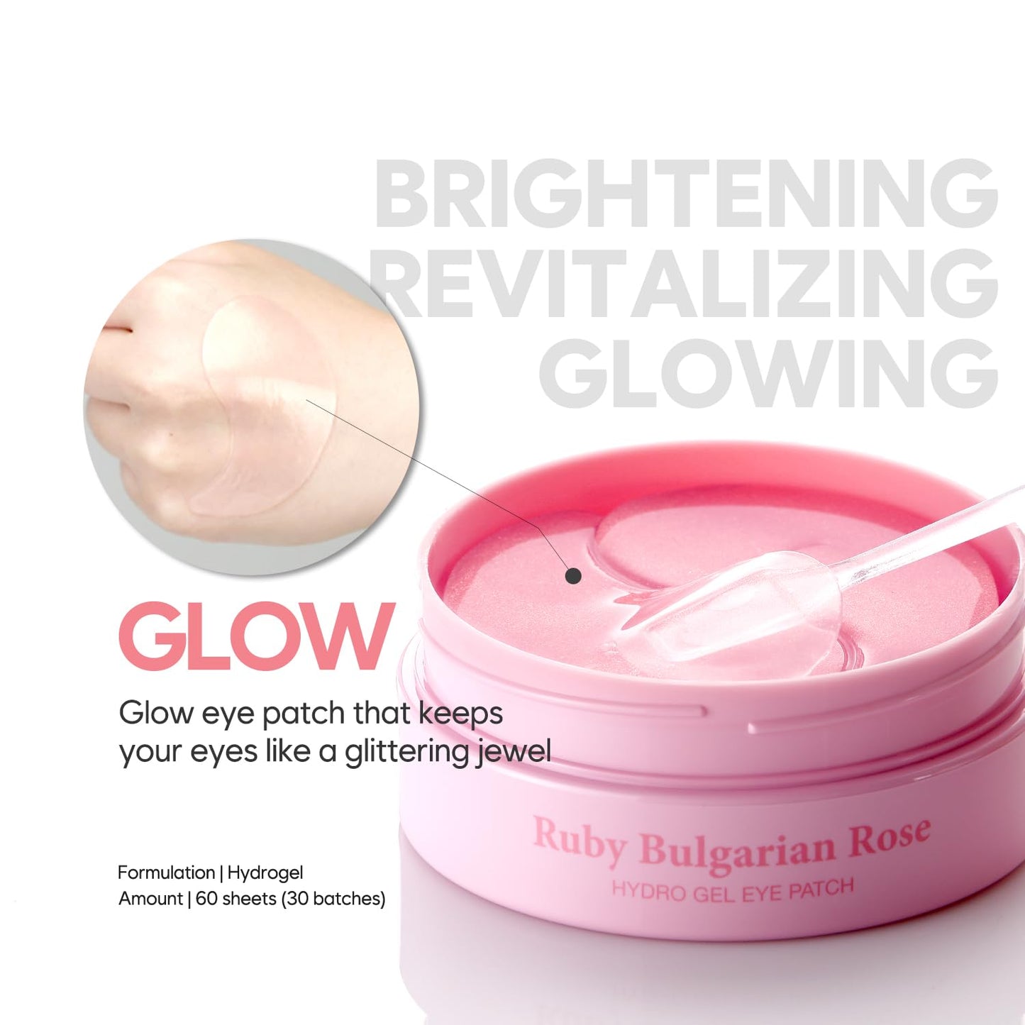 Koelf Ruby & Bulgarian Rose Hydrogel Eye Patch 60ea (30pairs) - Soothing, Hydrating Eye Mask with Rose Water, Green Tea and Yuja for Brighter Under Eye, for Puffy Eyes, Eye Bags