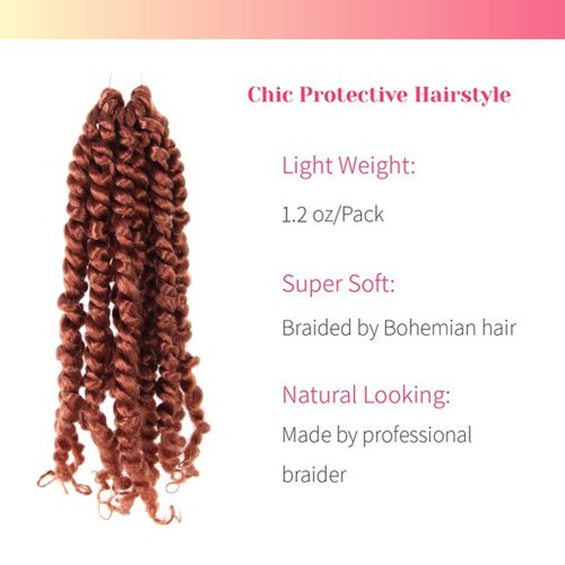 The BOHOBABE Pre-Twisted Passion Twist Crochet Hair 6 Inch Short Pre-looped Crochet Passion Twist Braiding Hair 8 Packs (350#)