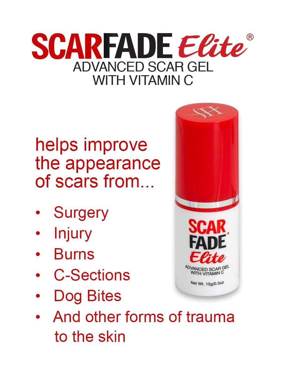 ScarFade Elite Advanced Scar Treatment, Scar Removal, Scar Therapy, Scar Prevention, Anti Scar Gel with Silicone & Vitamin C -15g