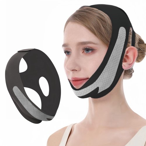 ROWMATE Graphene V-Line Mask, Chin Strap for Sleeping,Chin Strap for Women,Jaw Exerciser,Black,M