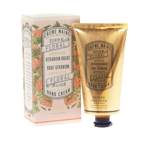 Panier des Sens - Hand Cream for Dry Cracked Hands - Rose Geranium Hand Lotion with Olive & Almond Oil - Vitamin E Skin Moisturizer with 97% Natural Ingredients - Made in France, 2.5 fl oz