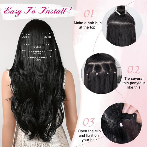 SUZYACCKR Clip in Hair Extensions For Women，Brown Mixed Long Stright Layered Hair Extensions 5PCS Hair Extension Thick Set Natural Soft Hair