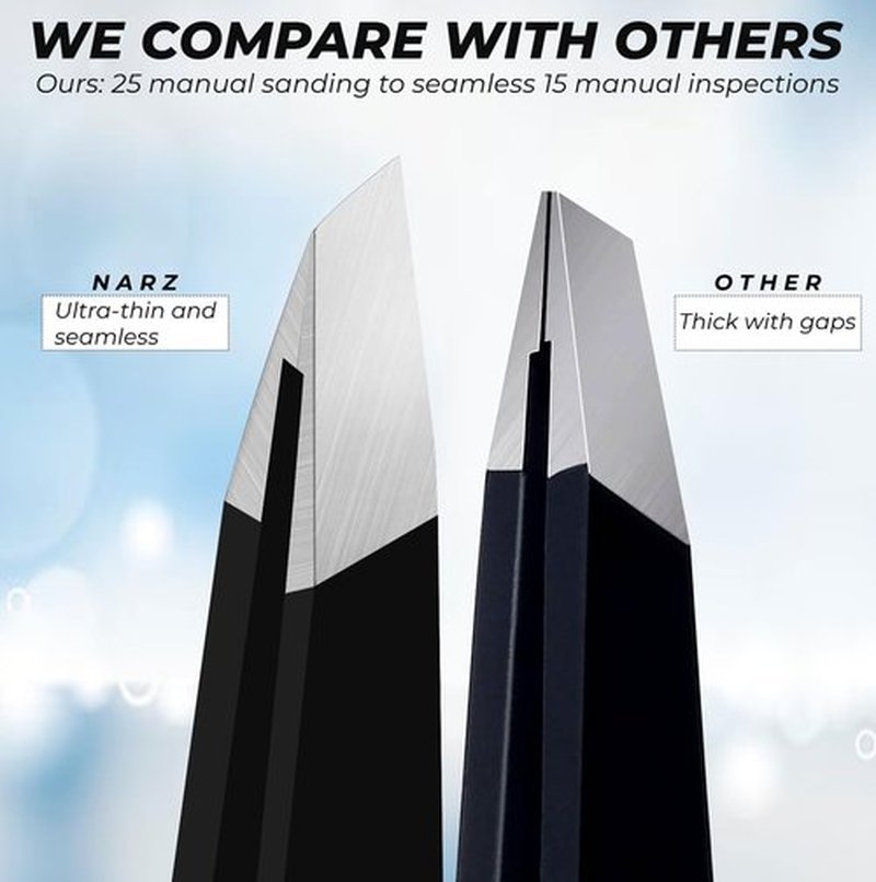 Professional Tweezer for Facial Hair Women & Men Stainless Steel Precision Tweezers for Ingrown Hair Tweezers for Men & Women (Deep Black)