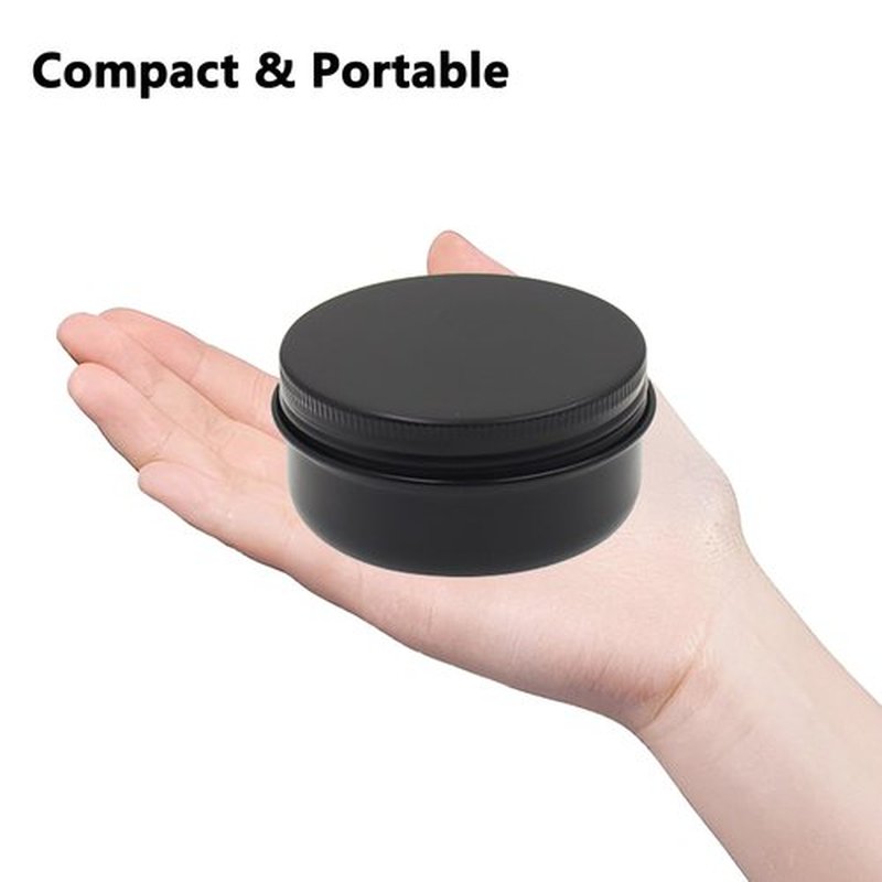 Aluminum Tin Jars Containers,ULIFESTAR Leak Proof Cosmetic Tin Jars Containers,Round Tin Cans with Lids,10PCS Black Cosmetic Sample Refillable Containers for Spice (1.76 ounces 57*27mm/2.24*1.06")