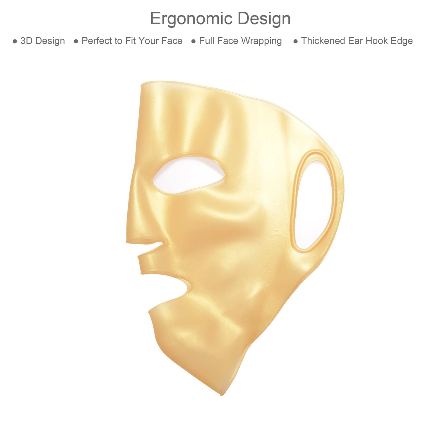 GELMAY 4Sheet 3D Gold Moisturizing Face Mask, Reusable Silicone Facial Mask Cover Hydrotherapy Patch Wrap for Women Skincare Beauty Prevent Evaporation