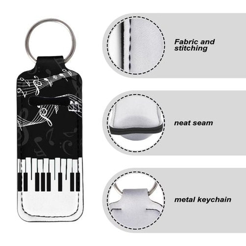 SEANATIVE Musical Notes Chapstick Holder 5 PCS Lipstick Holder Keychain Lipstick Sleeve Pouch Lip Balm Holder Lipstick Bag for Keychain Travel Accessories Gift for Girls and Women