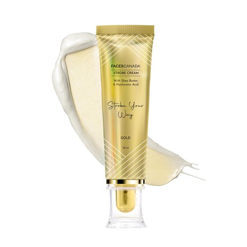 FACE'S CANADA Strobe Cream | Primer + Highlighter + Moisturizer | Shea Butter & Intense Hydration Flawless Radiant Dewy Skin For Illuminating & Glowing Makeup Base - Gold, 30g (1.05 Oz)
