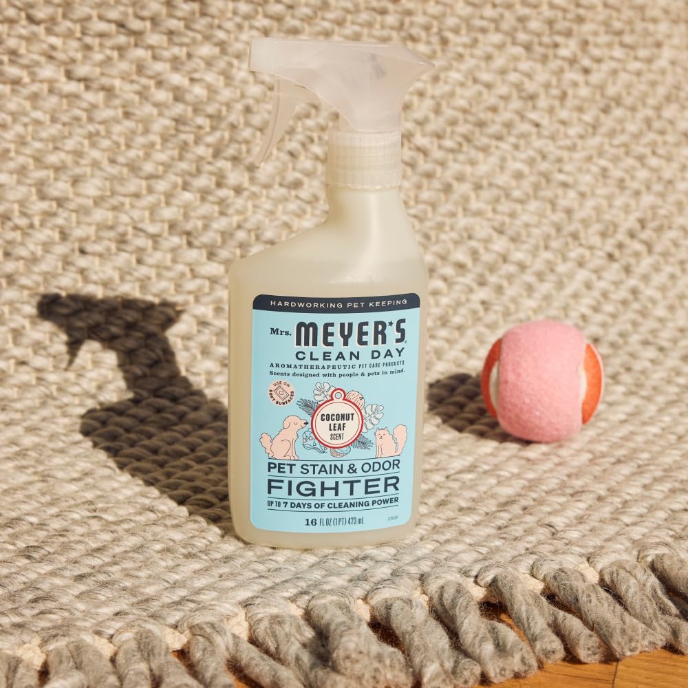 Mrs. MEYER'S Clean Day Pet Cleaning Kit, includes Pet Stain & Odor Fighter 28oz and Odor Neutralizer 28oz, Coconut Leaf