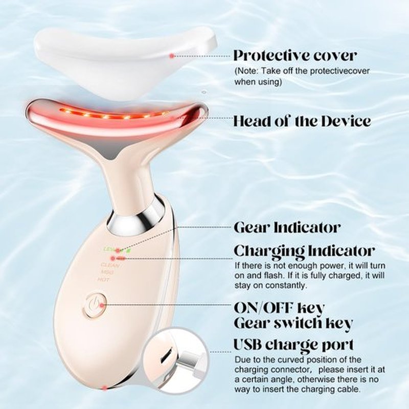 YUNRUO Neck Face Massager, Facial Massage Device with Thermal, Triple Action Colour Modes for Skin Care, Face Sculpting Tool for Double Chin(pink)