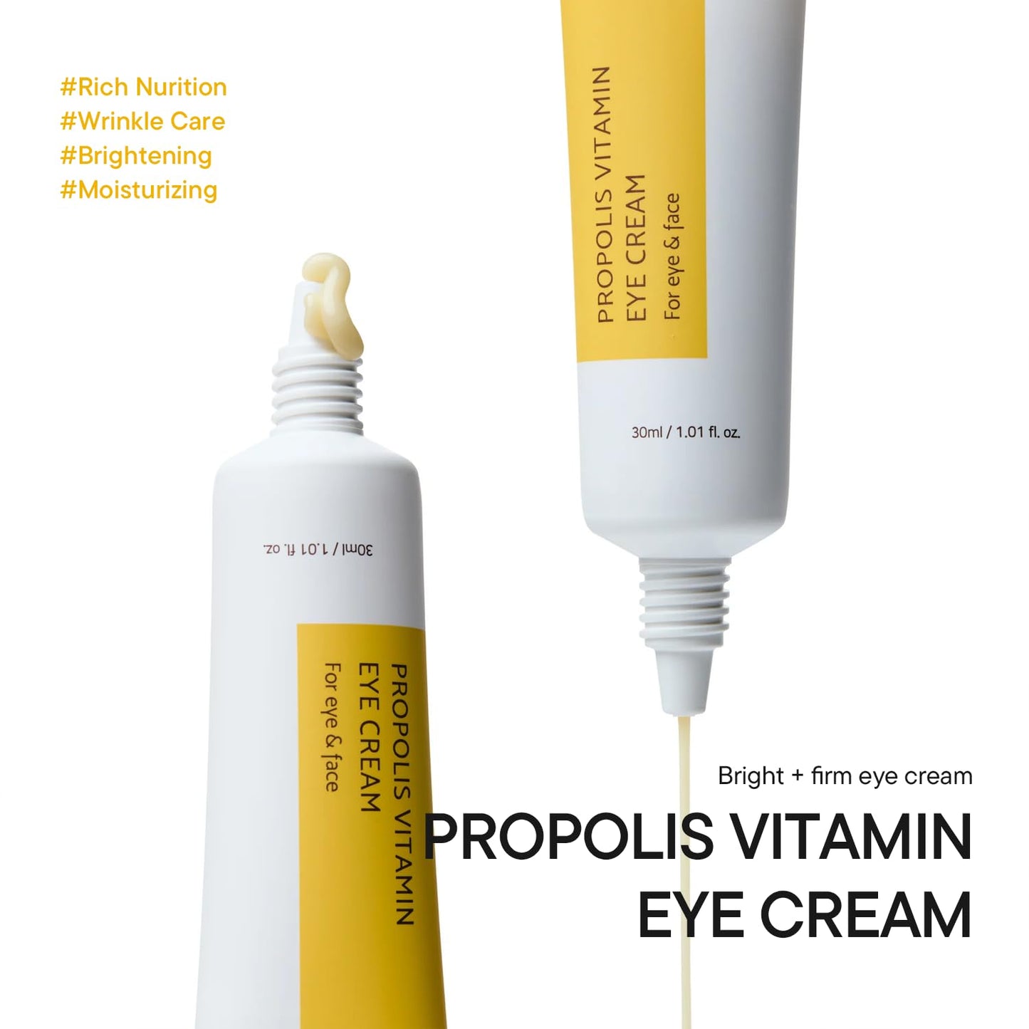 IUNIK Propolis Vitamin Eye Cream – Propolis & Vitamin C Lightweight Cream for Dark Circles, Puffiness & Fine Lines, Korean Skincare, 30ml / 1.01 fl oz