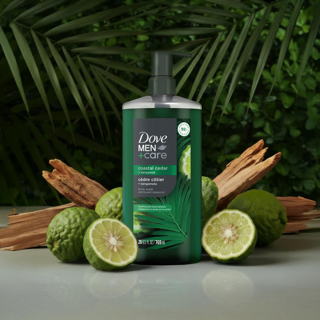 DOVE MEN Coastal Cedar + Bergamot Moisturizing Body Wash | #1 Dermatologist Body Wash for Men, Sulfate, Paraben, & Dye Free | 26oz